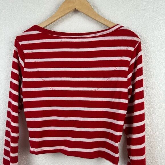 Colsie Women's L 2Pc Crop Top Pajama Lounge Set Red And White Stripes Preppy - Picture 6 of 13